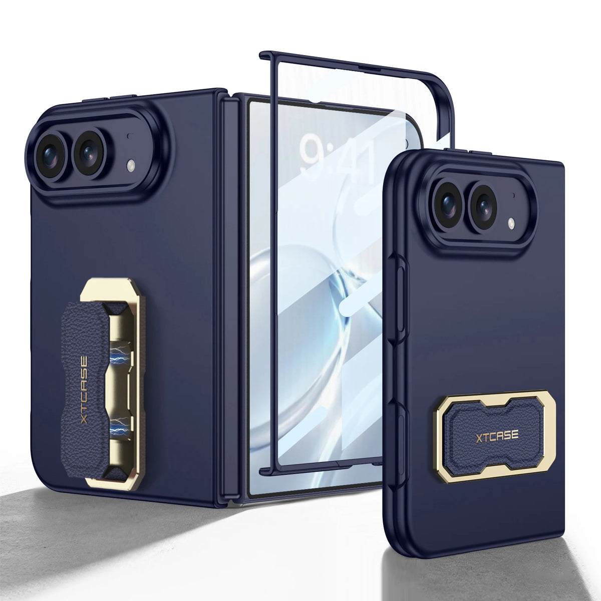 For iPhone Duo foldable phone case with wrist strap, stand, and screen protector all-in-one  For iPhone Duo