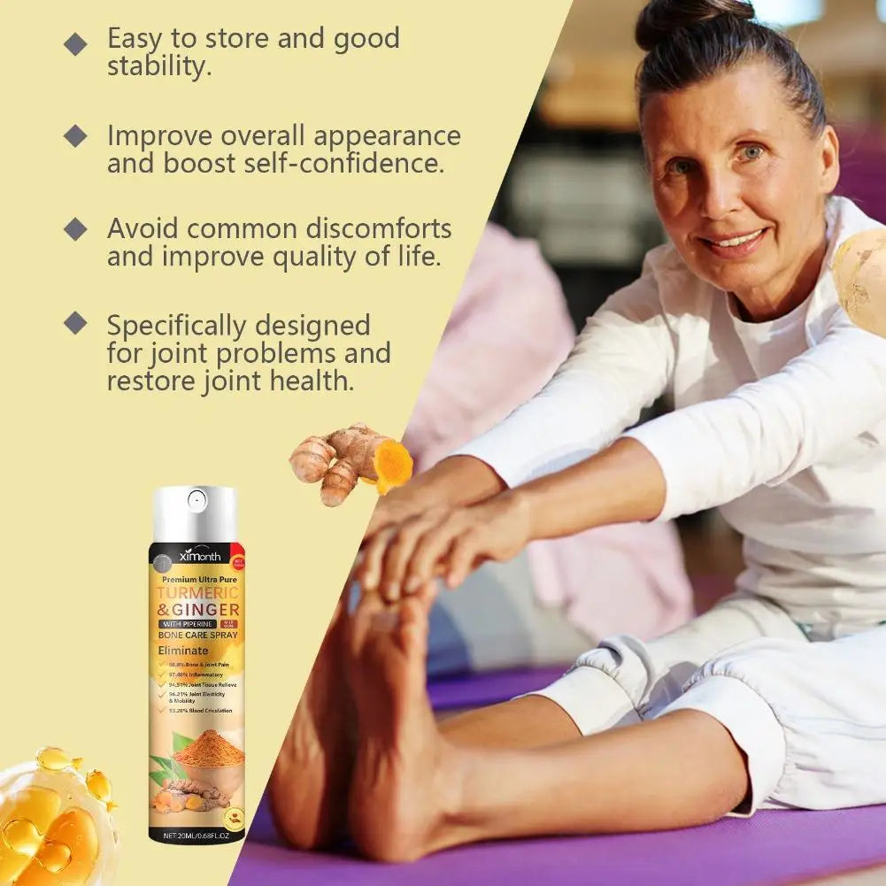 Ximonth Turmeric Ginger Joint Care Spray Natural Piperine Body Massage Mist Moisturizing External Skin Care Spray Nourish Joint
