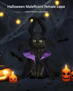 Halloween Dog Cat Costume Hooded Cloak Maleficent Velvet Cape Adjustable Cosplay Party Dress Apparel Funny Witch Holiday Pet
