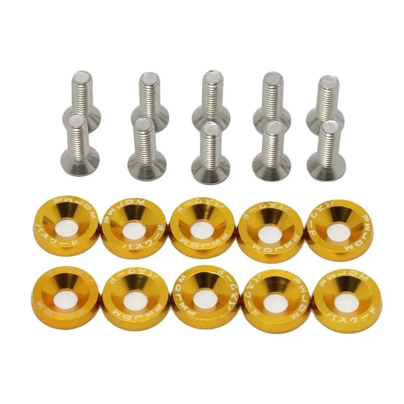 10 PCS M6 Automotive Hexagonal Fasteners, Mudguard Washers, Bumper Engine, Concave Screws, JDM Aluminum Mudguard Washers