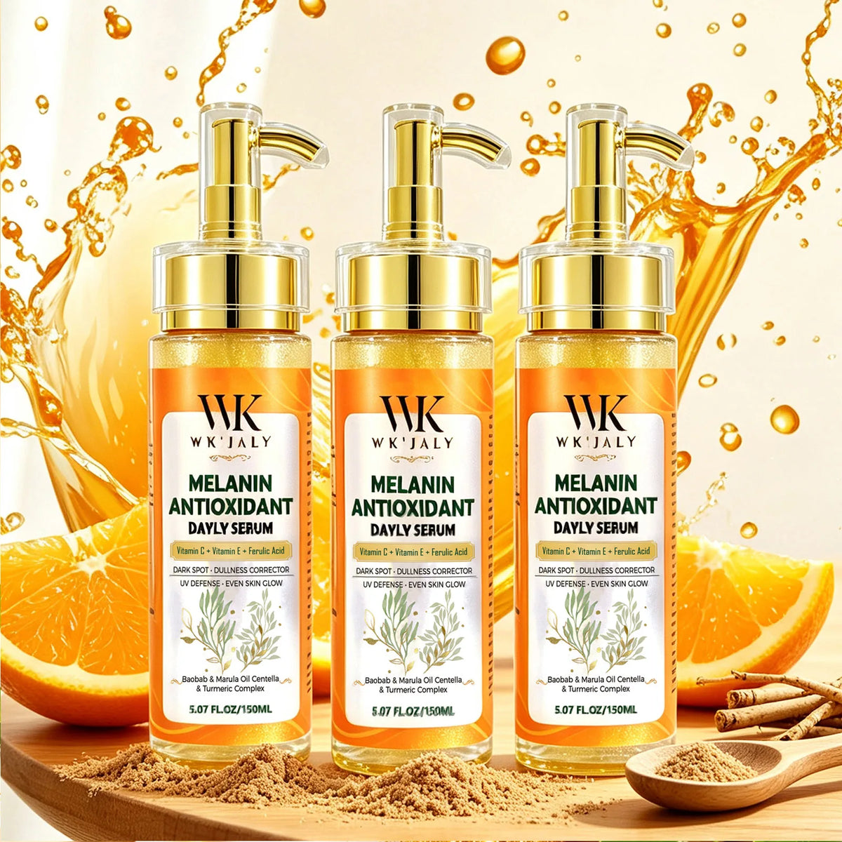 WK JALY Dark Spot Correcting Day and Night Serum, With Turmeric, Vitamin C, Moisturizing, Lightening, Even Skin Tone Essence