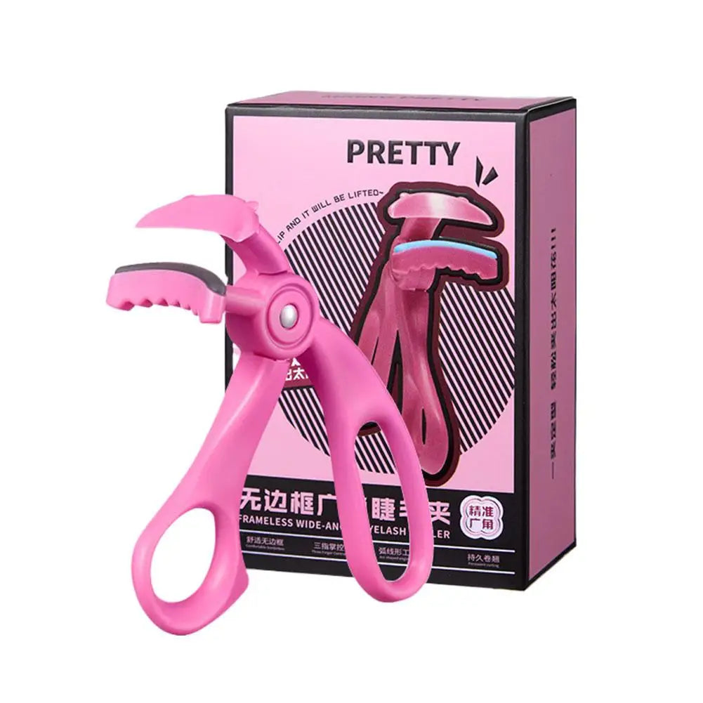 PRETTY Frameless Eyelash Curler Wide Angle Lash Curler with Comb Teeth Silicone Pad No Pinching Makeup Tool for Women