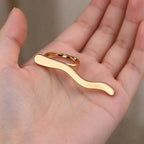 Stainless Steel Metal Wave Line Open Rings For Women Minimalist Gold Color Irregular Curved Adjustable Ring Jewelry Gift
