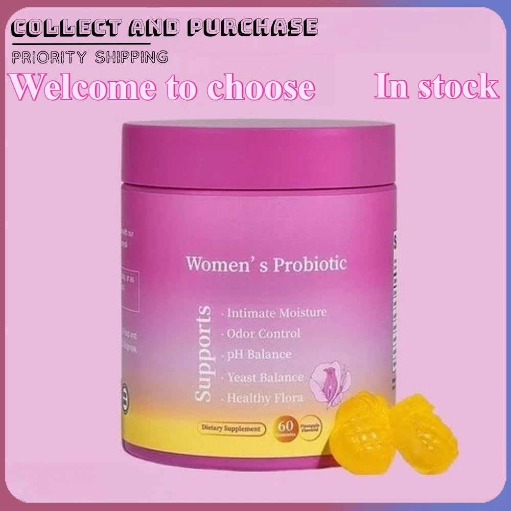 Probiotic Gummies Pineapple Flavor with Prebiotics for Daily Gut Health Support Maintain PH Balance 60pcs Per Bottle