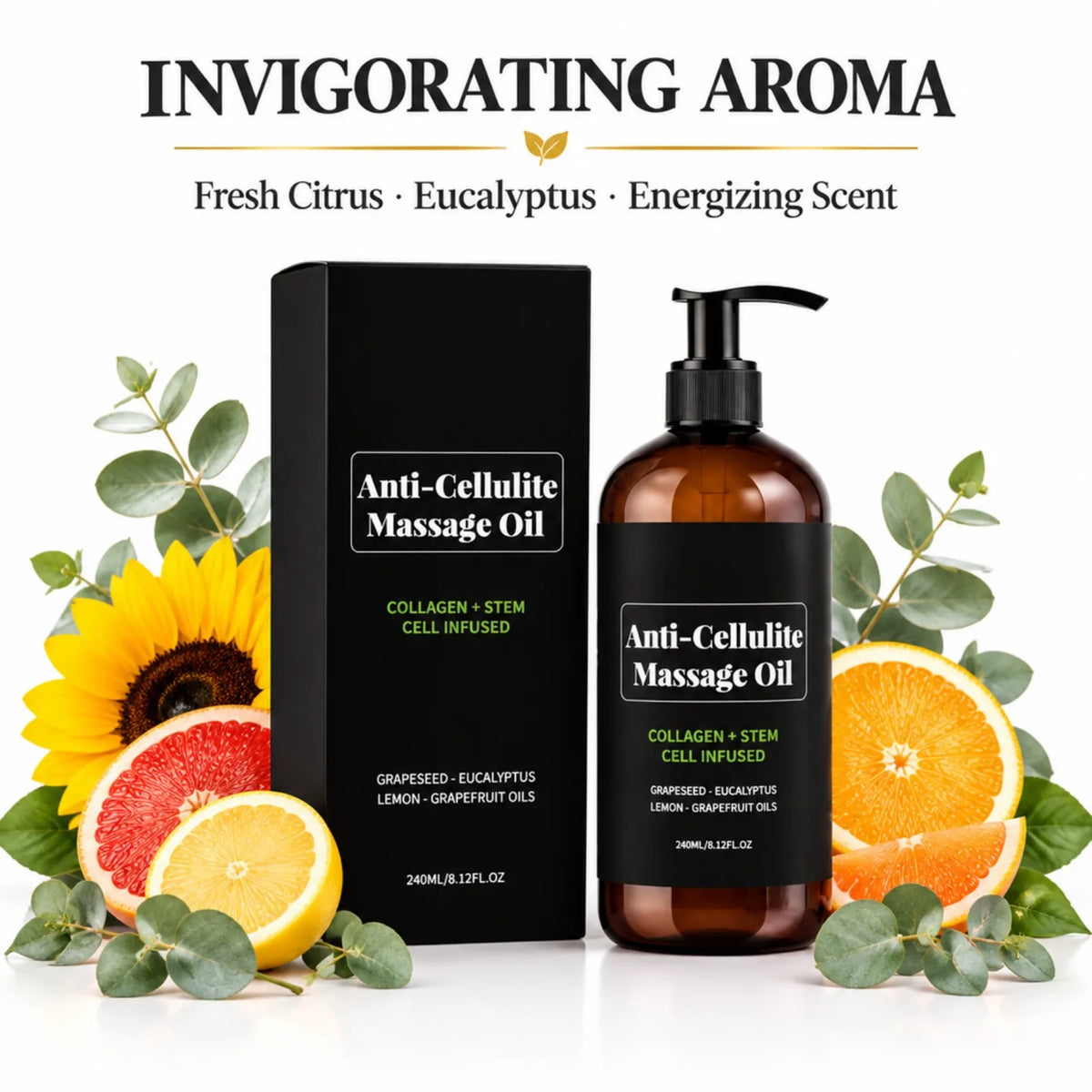 Anti-cellulite Body Massage Oil Natural Plant Essential OilRelaxing Soothing Moisturizing Skin Care Lightweight Non Greasy 240ml