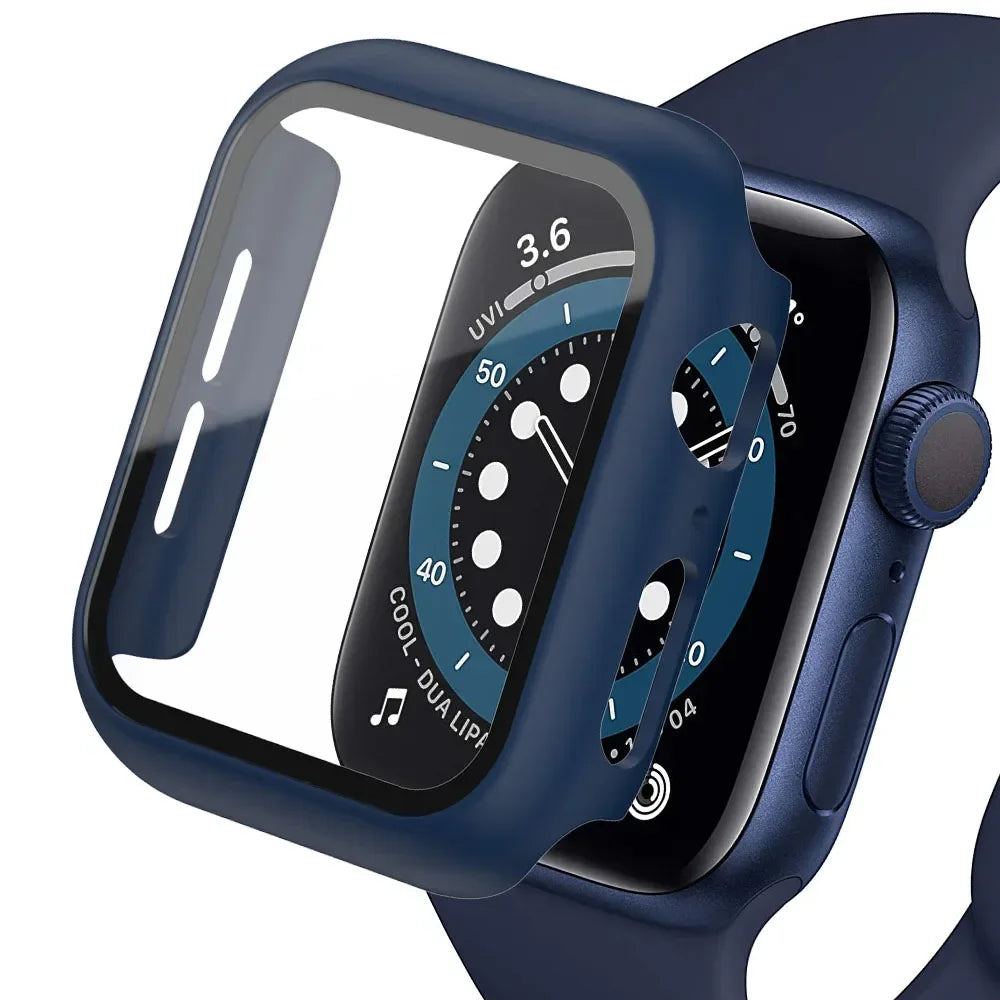Tempered Glass+cover For Apple Watch Case Accessories 45mm 41mm 44mm 40mm 42mm Screen Protector Apple watch serie 9 4 5 6 SE 7 8