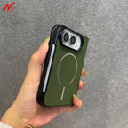 For iPhone Duo Case Technique PU Leather for Magsafe Cases For iPhone Duo 2026 Magnetic Wireless Charging PC Pure Color Cover