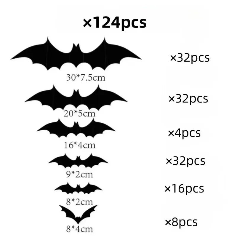 DIY Halloween Bat Decoration 3D PVC Bat Wall Sticker Black Bat Wallpaper Halloween Real Horror Prop
