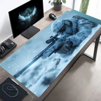 Large Mouse Pad Tactical Soldier Design Non-Slip XXL Desk Pad Gaming Accessories Stitched Edges for Home and Game for FPS Gamer