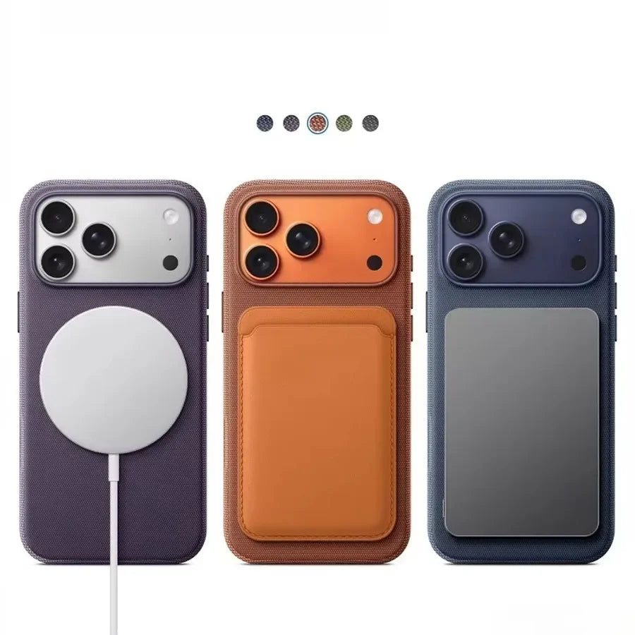 Original Technology Woven Magnetic Case For iPhone 18 17 16 15 14 13 Pro Max Fundas For Magsafe Wireless Charger Official Cover