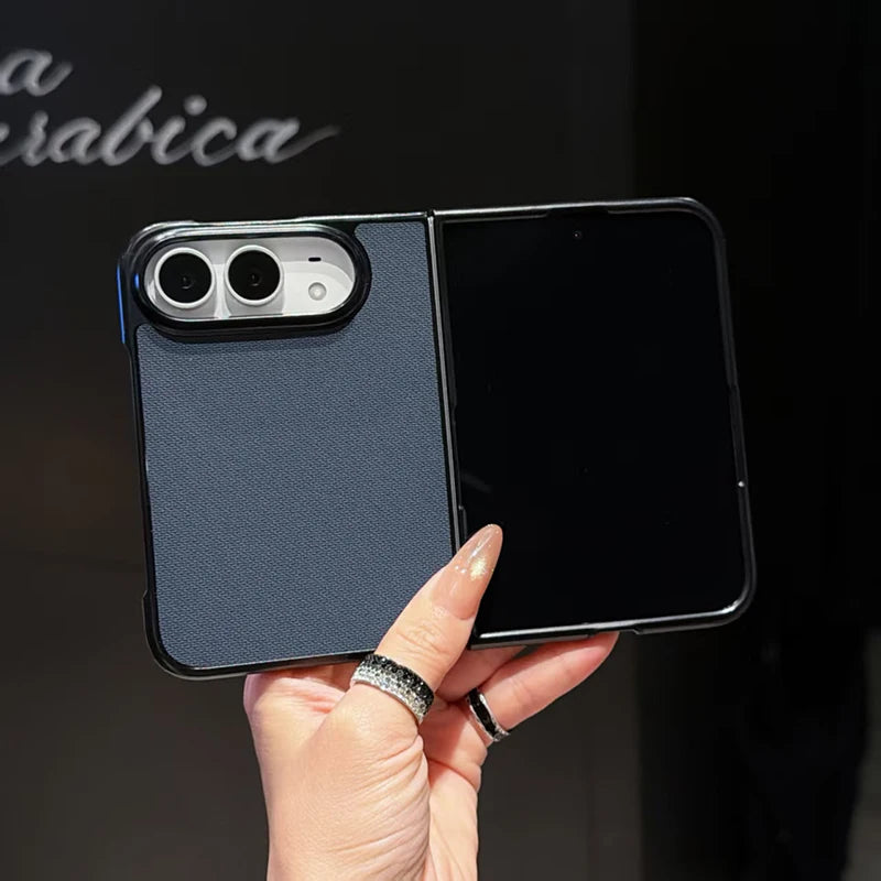 High Quality Solid Color Woven Texture Shockproof Folding Phone Case For IPhone Duo Fashionable Phone Protective Case