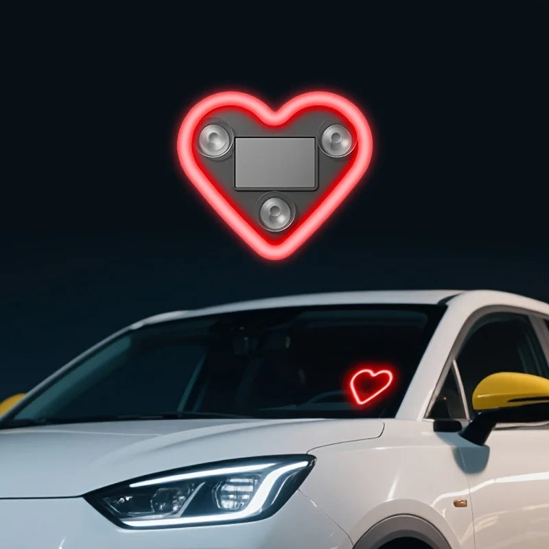Solar LED Car Neon Lights – Heart Shape | RGB Atmosphere Light