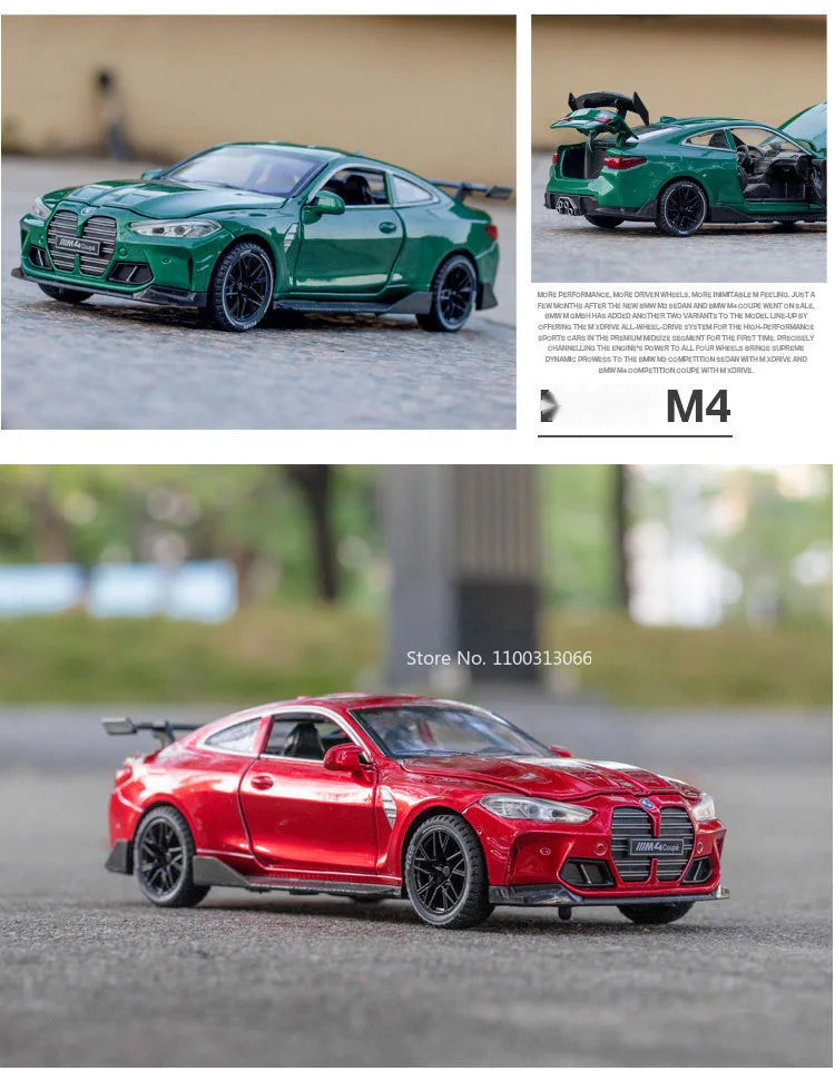 1/32 Scale M4 Alloy Car Models Metal Diecast Toys Vehicle with Simulation Sound and Light Sport Car Toys for Kids Birthday Gifts