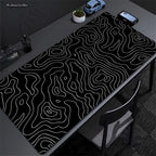 CIFBUY Large Gaming Mouse Pad Black White Strata Abstract Design Non-Slip Office Desk Mat Lock Stitched Edge for Computer Keyboa