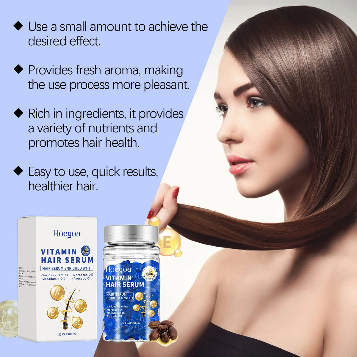 30PCS Vitamin Hair Care Capsules Moisture Serum Repair Hair Splitting Improvement Fast Restore Hair Soft Smooth Scalp Hair Care