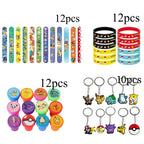 PokeMoned Theme Party Favors Slap Bracelets Stickers Keychain Party Gifts Goodie Bag Stuffers Fillers Birthday Party Decorations