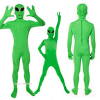 Kids Adult ET Alien Cosplay Costume Zentai Jumpsuits Green ET Alien Mascot Halloween Carnival Masquerade Bodysuit Suit