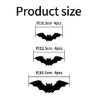 Halloween LED Night Light Self-adhesive 3D Stereoscopic Bat Wall Decal Indoor Bats Decor Lamp Flashing Wall Light Party Supplies