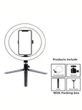 Anillo de luz LED de 26 cm con soporte de trípode - Kit de iluminación regulable de 10" para fotografía y transmisión en vivo, selfies y videos