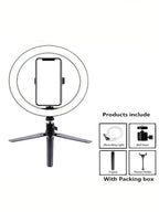 Anillo de luz LED de 26 cm con soporte de trípode - Kit de iluminación regulable de 10" para fotografía y transmisión en vivo, selfies y videos
