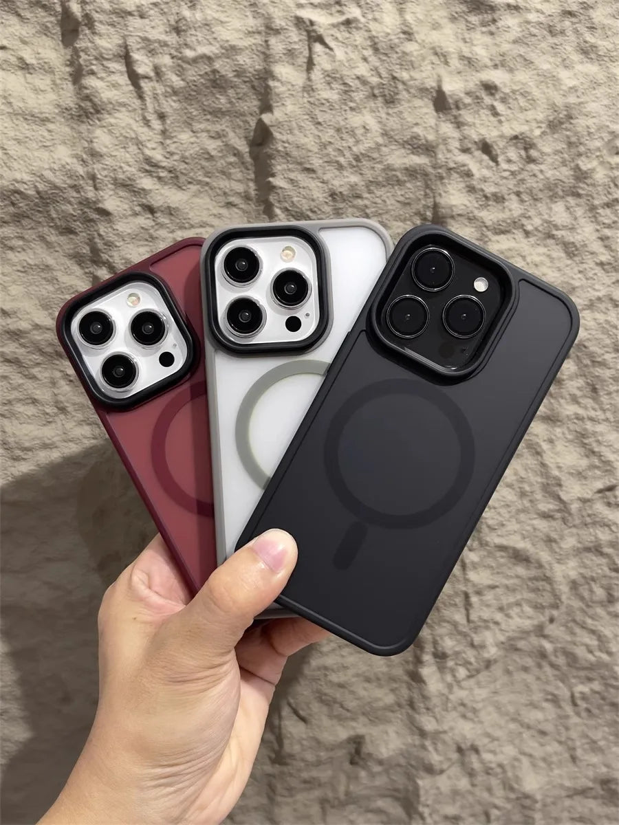Matte Magnetic Original Phone Case For iPhone 18 Air 17 16 15 14 12 11 13 Pro Max 16e Plus For Magsafe Wireless Charging Cover