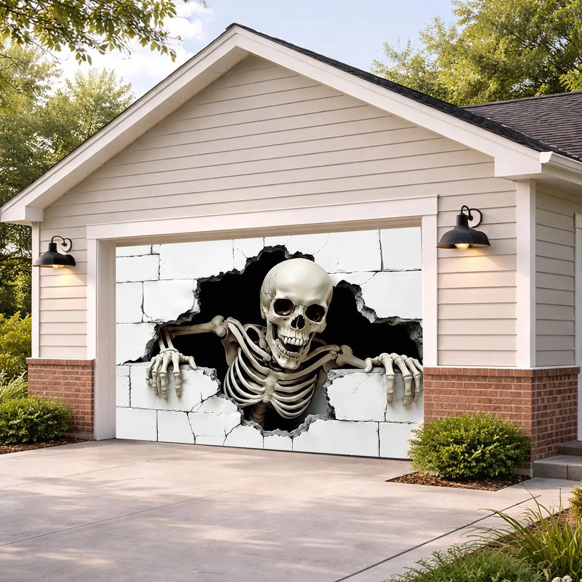 Halloween Garage Door Decorations Large Spooky Thick Fabric Vibrant Halloween Garage Door Banner Cover Decorations for Home Yard