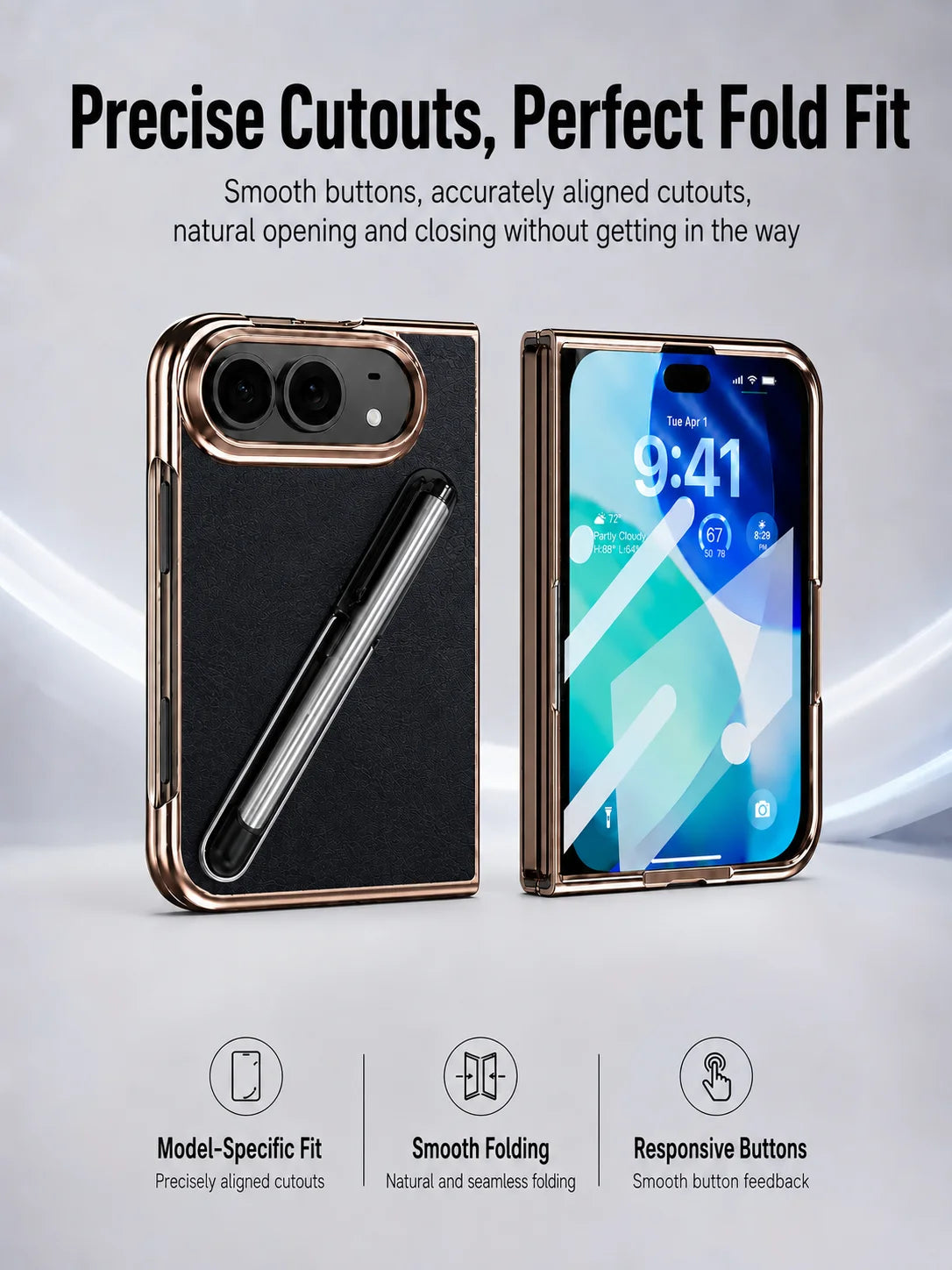 For Apple iPhone Duo case, delicate electroplated edges paired with a finely textured back panel, pen groove design