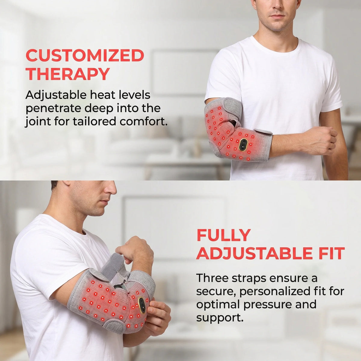 Red Light NIR Elbow Brace With Vibration Heating Massager For Joint Pain Relief