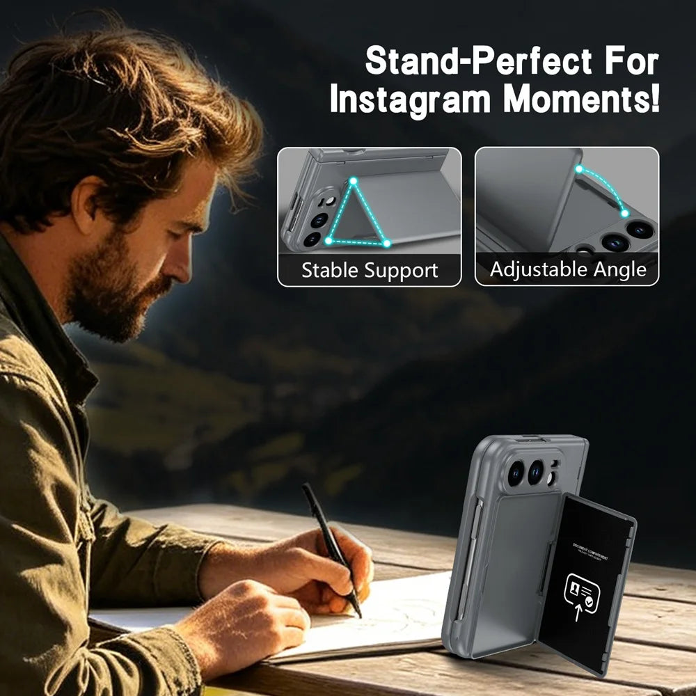 iPhone Duo Case With S Pen Holder Card Wallet Hinge Screen Protector And Stand