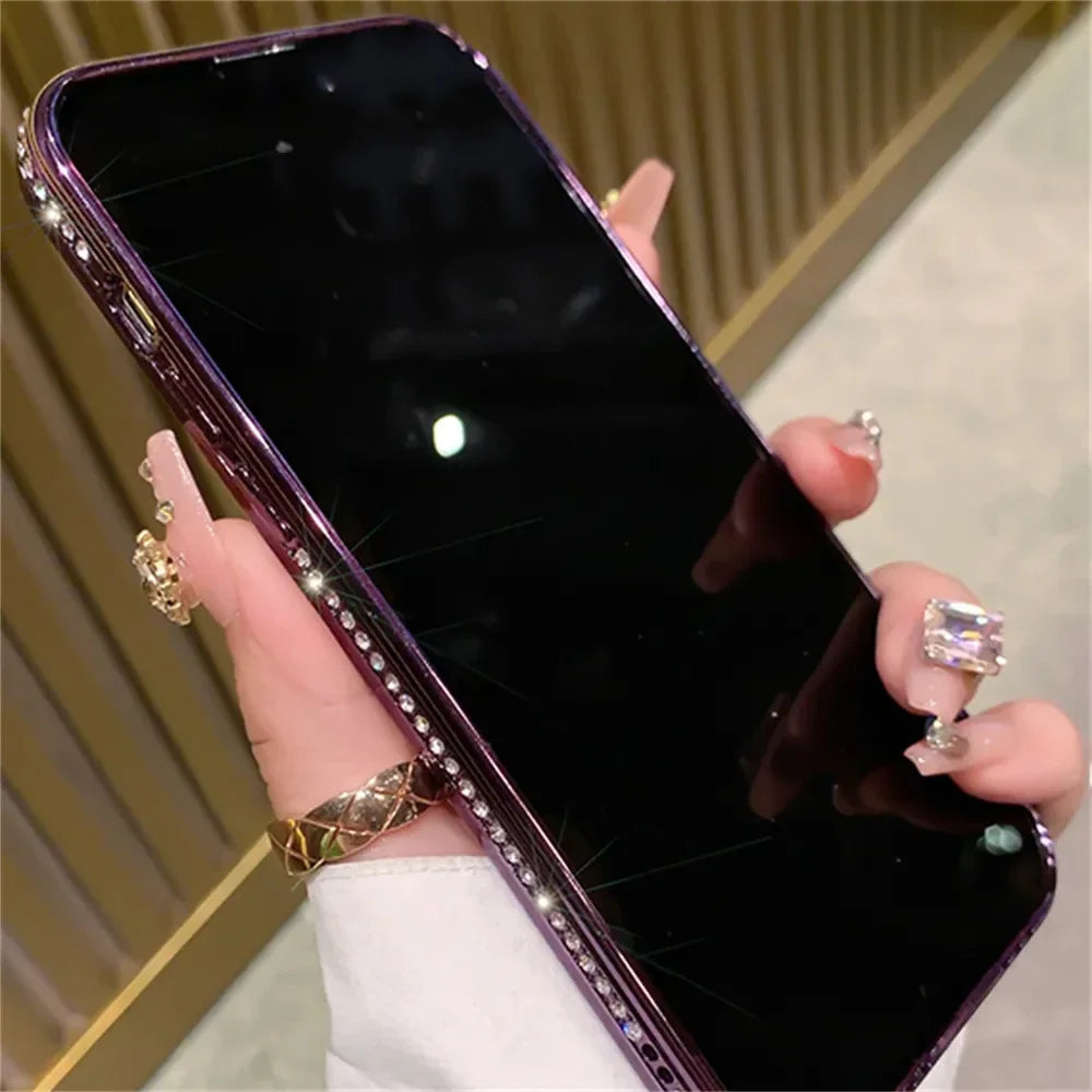 New Fashion Glitter Diamond Transparent Case For iPhone 16 15 14 13 17 12 18 Pro Max Plus Magnetic Wireless Charge Bumper Cover