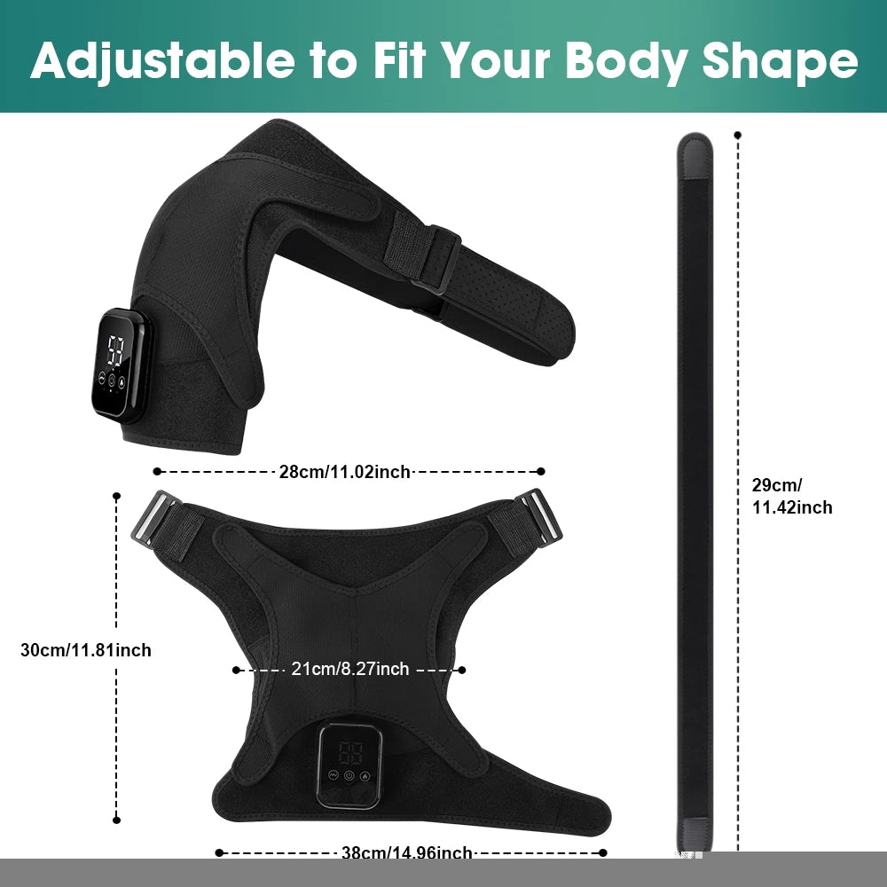 Electric Heating Shoulder Knee Massager with 3 Levels Vibration Muscle Relax Belt for Arm Enlarge Size for Shoulder