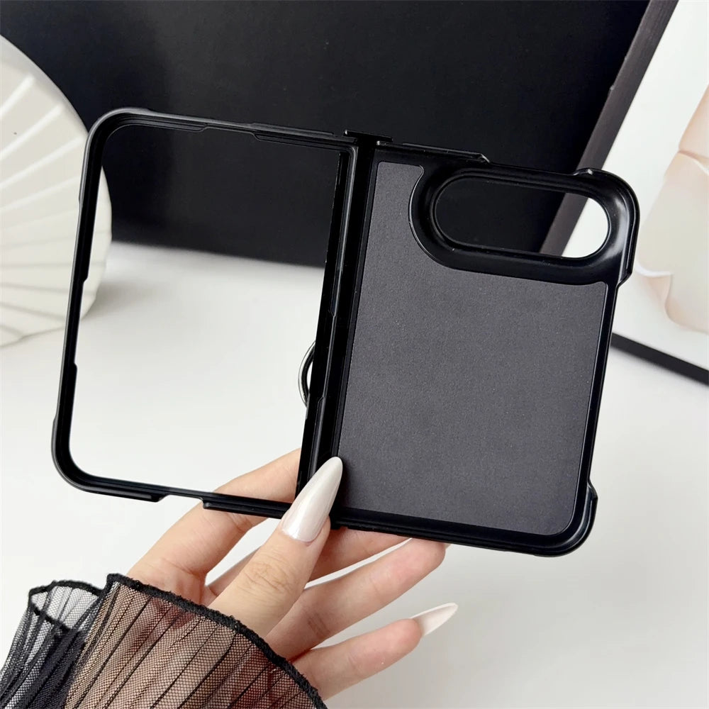 Vegan Leather Magnetic Ring Phone Case For iPhone Duo Shockproof Matte For Magsafe Wireless Charging Shockproof Back Cover