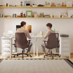 Coleshome Corner Desk, 100X70Cm Desk L Shape with 4 Drawers, Reversible Computer Gaming Desk for Office Study Bedroom, White