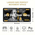 Large Mouse Pad Money Pattern Desk Pad Funny Design Art Mousepad With Non-Slip Rubber Base Stitched Edge Deskpad for Work 30x60