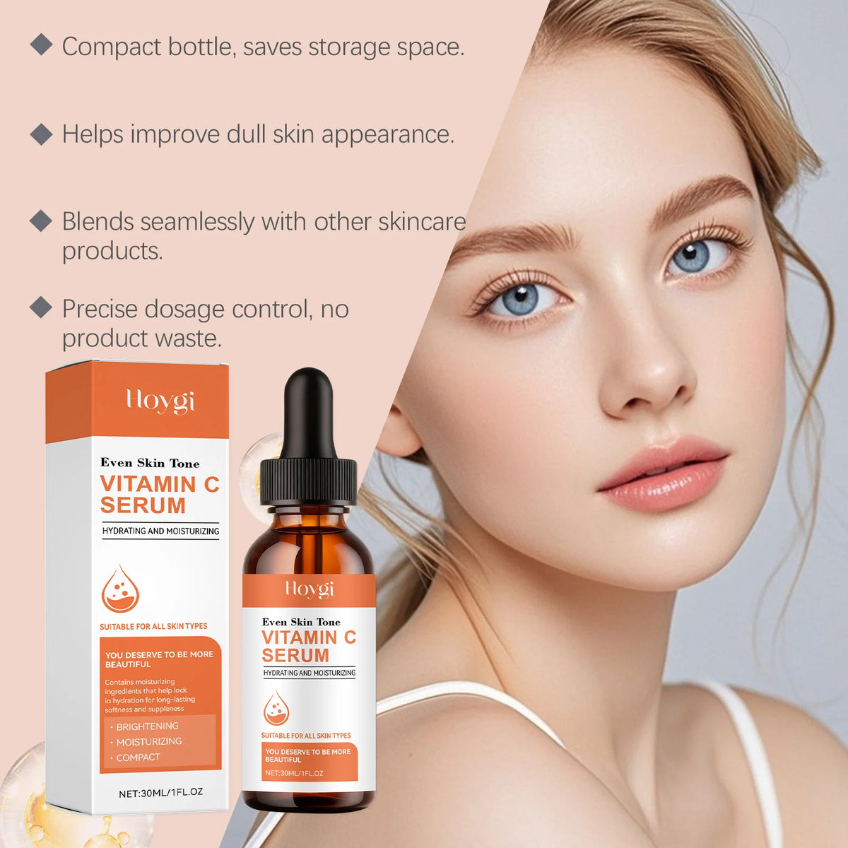 Vitamin C Serum for Face Hyaluronic Acid Brightening Dark Spot Corrector Anti Aging Face Oil Aloe Vera Daily Glow Skin Care 30ml