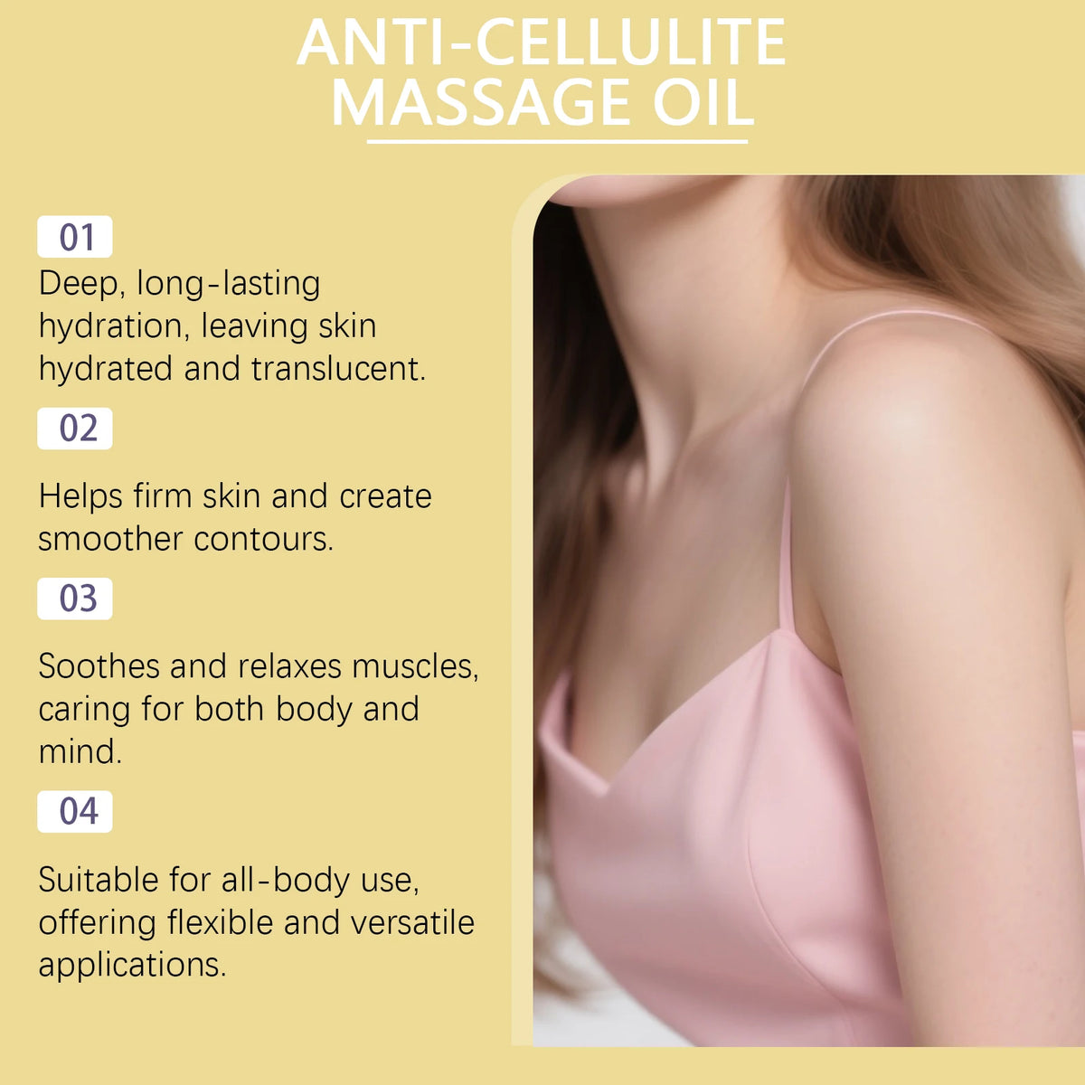 100ML Anti-cellulite Body Oil Moisturizing & Nourishing Enhance Smoothness Firming Soothing Discomfort Mild Body Essence Oil
