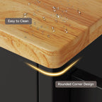 Kitchen Island Cart with Thickened Wooden Countertop, Rolling Cabinet with Drawers & Shelves for Dining Room, Black, Customized
