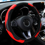 Universal Fit PU Carbon Fiber Leather Car Steering Wheel Cover 14.5-15 Inch No Inner Ring Required Vehicle Decoration Accessory