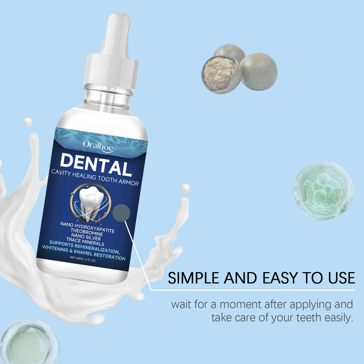 Oralhoe Dental Care Serum Teeth Whitening Cavity Healing Enamel Restoration Remineralization Stain Removal Teeth Repair Liquid