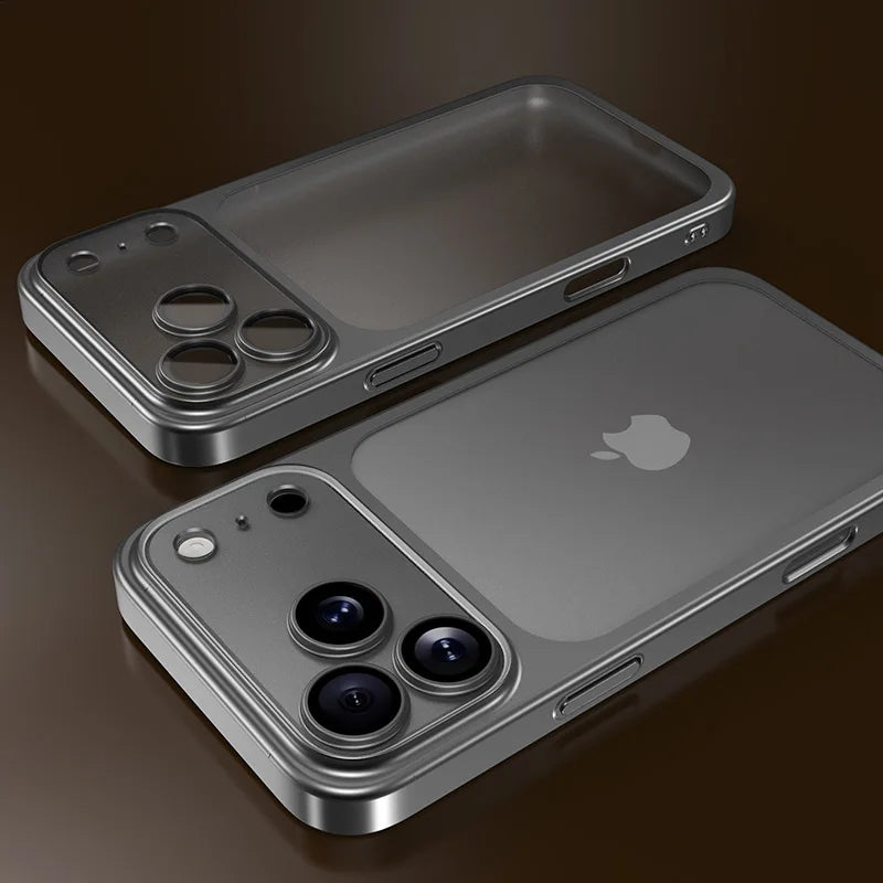 Luxury Plating Matte Ultra Slim Case for iPhone 17 18 16 15 14 13 12 Pro Max Camera Lens Film Protector Frosted Shockproof Case