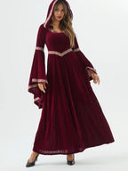 Medieval Retro Gothic Hoodie Witch Long Skirt Luxury Women's Party Dress Cosplay Vampire Halloween Adult Costume