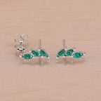 Luxury Green Crystal Zircon Leaves Stud Earrings for Women Fashion Gold Color Geometric Piercing Earring Bride Wedding Jewelry