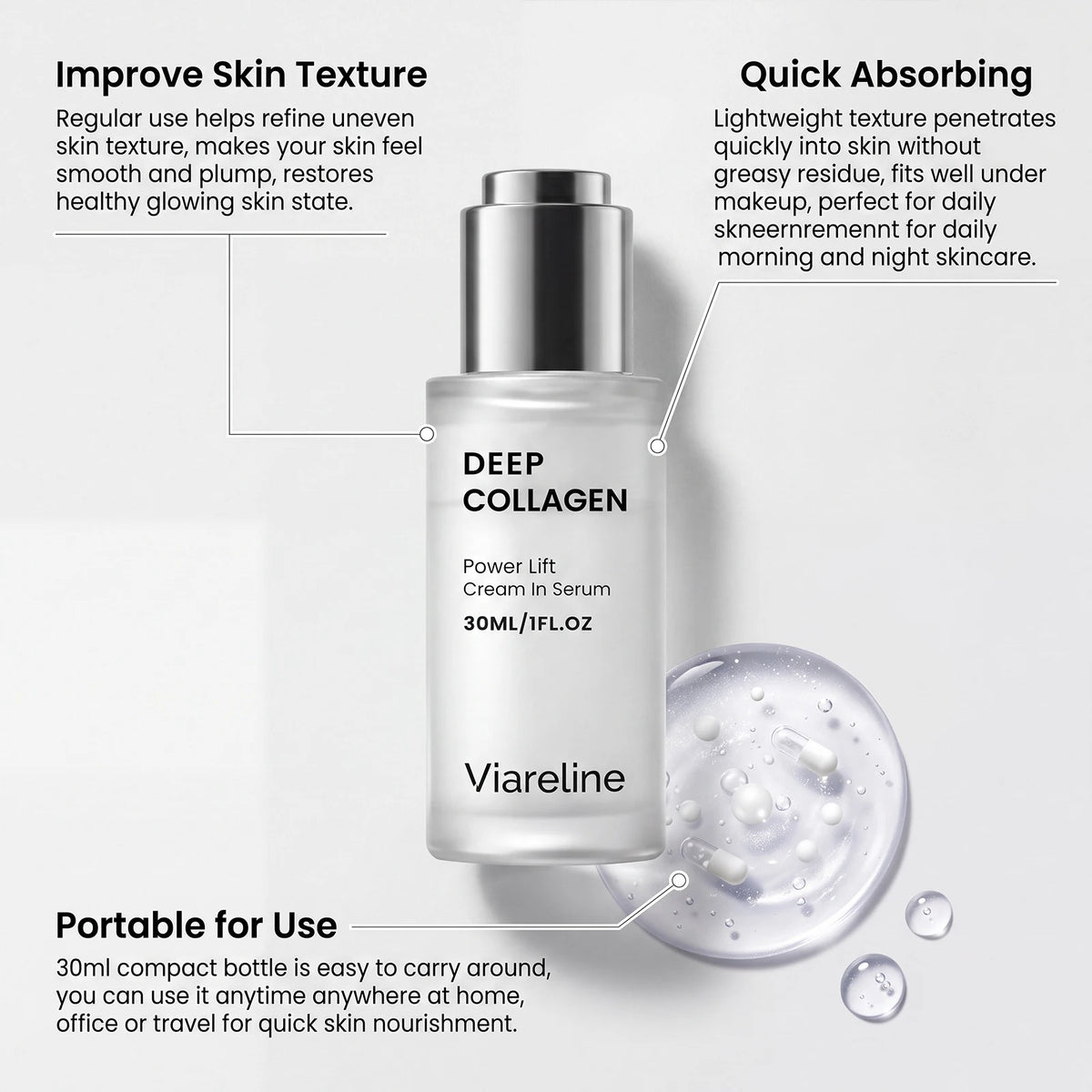 Collagen Face Serum With Hyaluronic Acid for Hydrating and Firming Skin