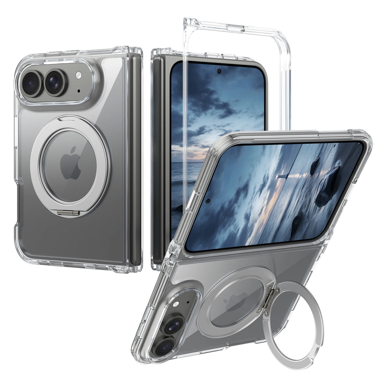 360° Magnetic Bracket Case For iPhone Duo For Magsafe Transparent Shockproof Hard Back Cover Funda