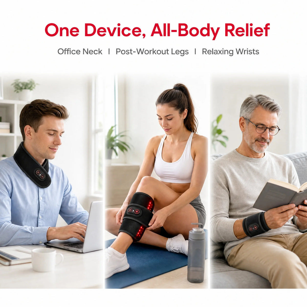 Electric 660-850nm Red Light Heating Neck Belt Neck Pain Relief Anti-fatigue Neck Vibration Massage Pad