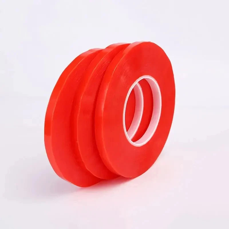 0.2MM 1/2/3/5/10mm 50M Strong Acrylic Adhesive PET Red Film Clear Double Side Tape No Trace For Phone Tablet LCD Screen Glass