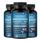 Mulittea Glycine Magnesium capsule with Zinc,Vitamin D3 B6 Health for Bones and Teeth Health Helps Natural Sleep Relieve Anxiety