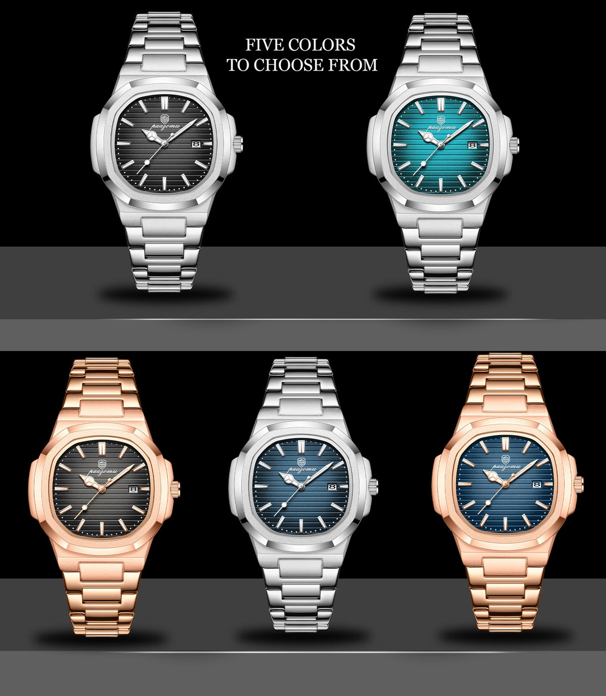 PAAZOMU Top Luxury Brand Man Watch Sports Waterproof Luminous Date Men Wristwatch Square Dial Quartz Men's Watches High Quality