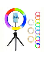 1pc Dimmable RGB Ring Light with Tripod Stand and Phone Holder - Perfect for Makeup, Photography, and Video Recording