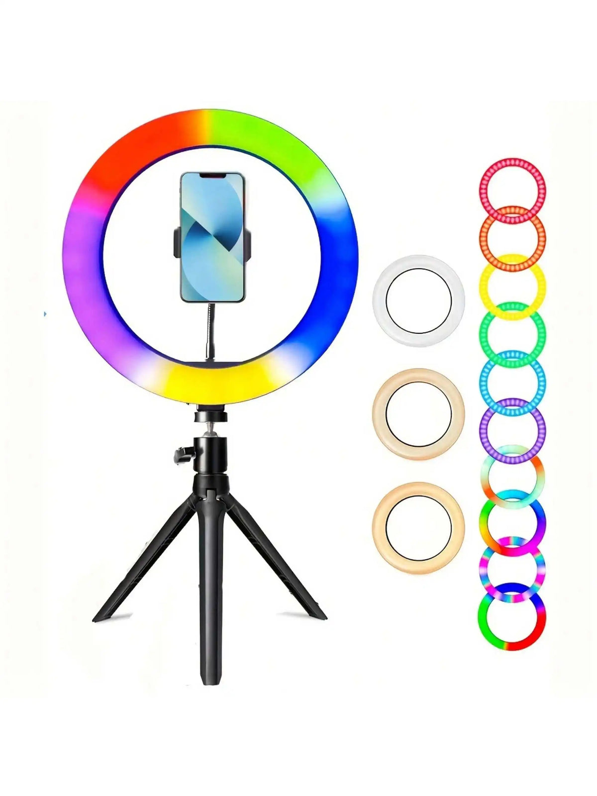 1pc Dimmable RGB Ring Light with Tripod Stand and Phone Holder - Perfect for Makeup, Photography, and Video Recording